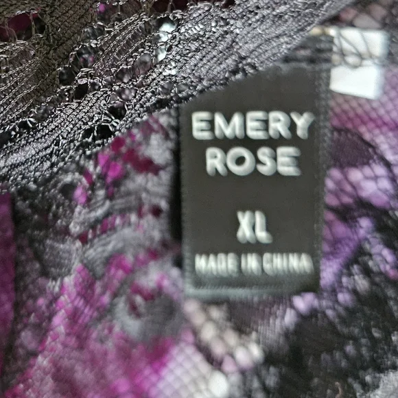 Emery Rose Black Lace Overlay Baby Doll Top XL - Picture 4 of 5